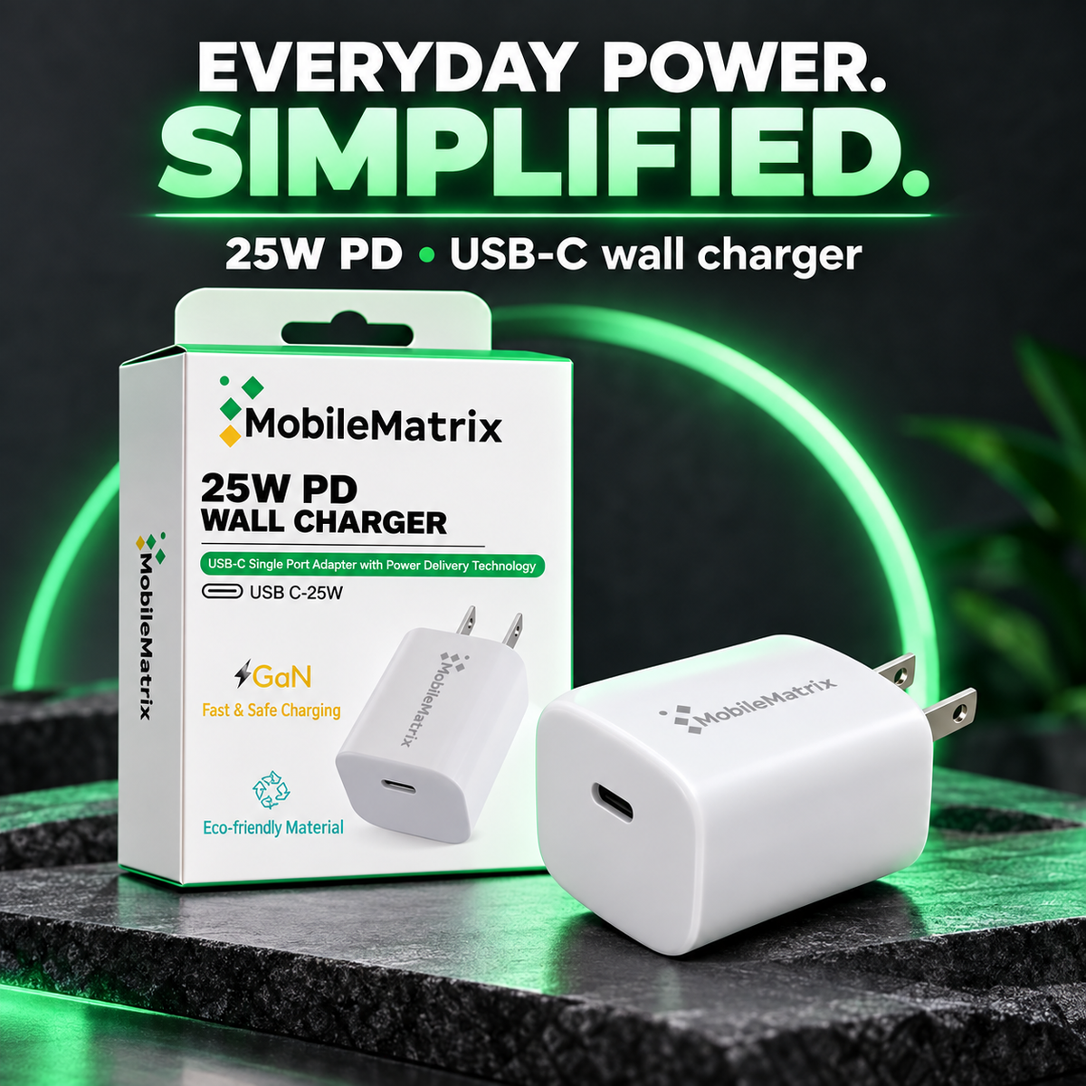 MobileMatrix™ 25W USB-C PD Wall Charger — White