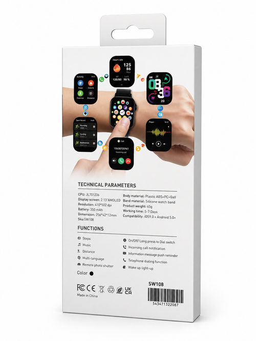 MobileMatrix SmartWatch + Fitness Tracker Silver 2.13 inch AMOLED