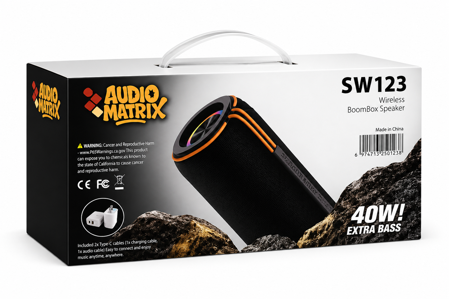 AudioMatrix 40W BoomBox Speaker Bluetooth