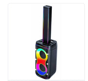 Black Double 6.6 Inch Party Speaker with Column and UHF Microphone