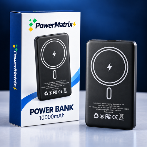 PowerMatrix™ 10,000mAh Magnetic Wireless Power Bank — 22.5W USB-C Fast Charging & 15W Wireless Charging