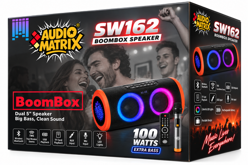 AudioMatrix™ 100W Dual 5" Portable BoomBox SW162