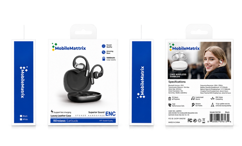 MobileMatrix™ OWS790 Open-Ear Wireless Earbuds with 16.2mm Drivers, ENC and 1000mAh Charging Case