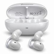 MobileMatrix™ Clip510 Clip-On Wireless Earphones with ANC, Bluetooth 6.0 and Charging Case — Gloss White