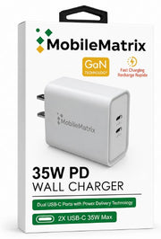 MobileMatrix SW140 35W Dual USB-C PD Wall Charger