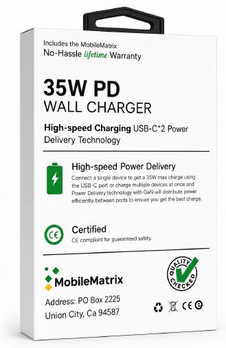 MobileMatrix SW140 35W Dual USB-C PD Wall Charger