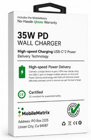 MobileMatrix SW140 35W Dual USB-C PD Wall Charger