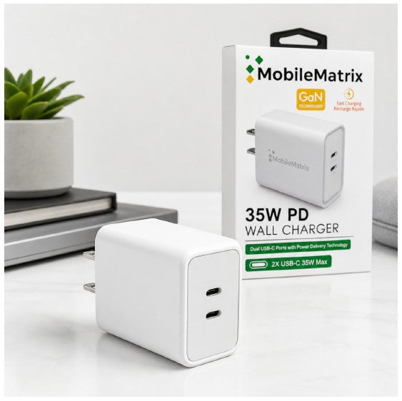 MobileMatrix SW140 35W Dual USB-C PD Wall Charger