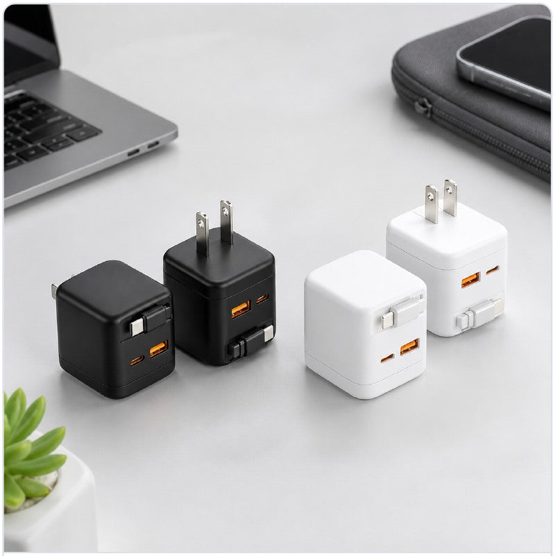 MobileMatrix SW142 65W Multi-Port Wall Charger With Built-In USB-C  Cable