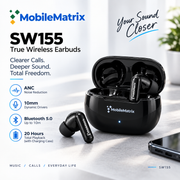 MobileMatrix™ SW155 True Wireless Earbuds with ANC Noise Reduction – Black