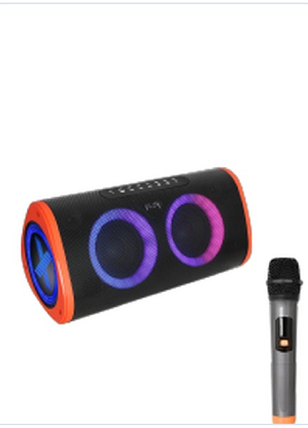 Dual 5 Inch Portable Speaker with MV6 Wireless Microphone - Orange/Red