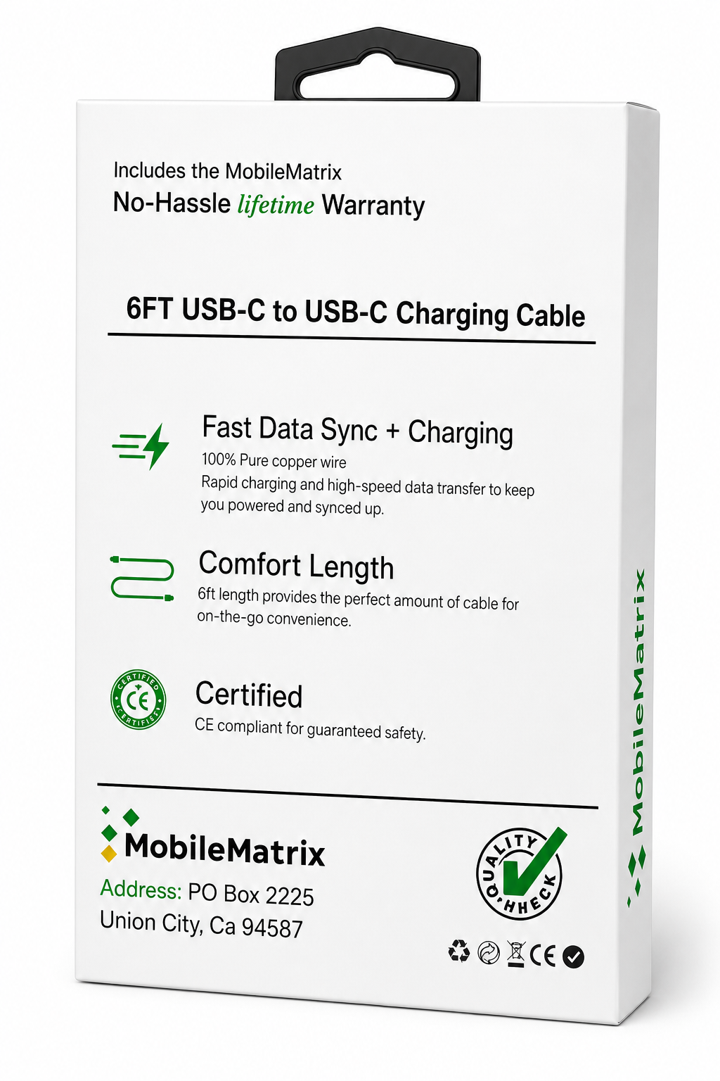 Type C-C cable 6Ft Charging + Data
