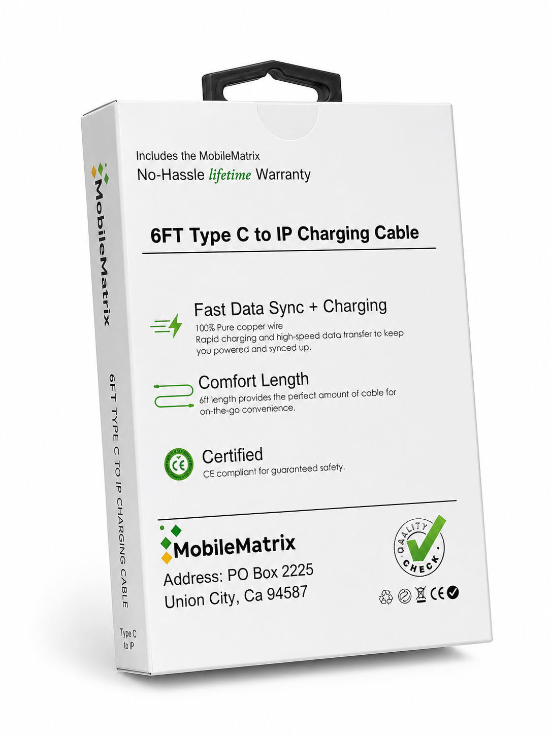 Type C-Lightning cable 6FT Charging + Data White