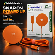 MobileMatrix™ SW176 25W Magnetic Wireless Charger with Folding Stand  Orange