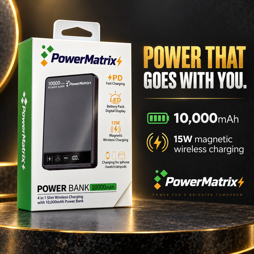 PowerMatrix™ SW139 10,000mAh 4-in-1 Magnetic Wireless Power Bank