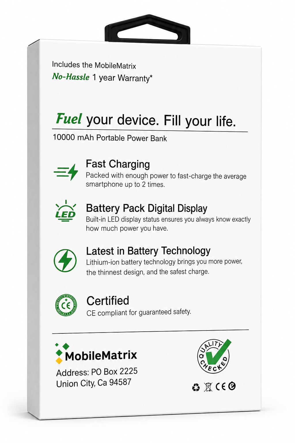 Power Bank 10000 mAH White