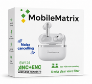 MobileMatrix TWS Bluetooth White ANC + ENC Noice Cancelation
